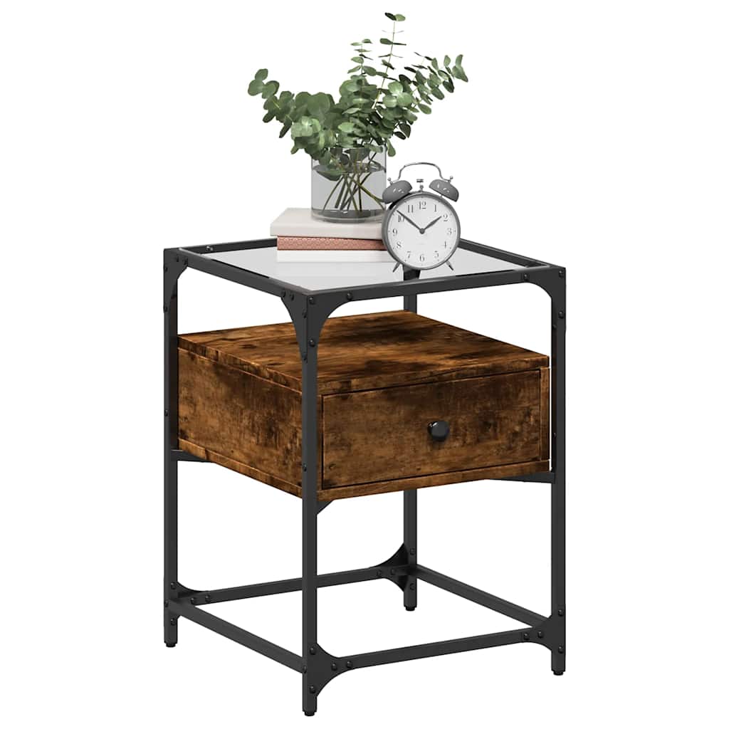 Tables de chevet 2 pcs chêne fumé 40x40x55 cm bois d'ingénierie - XIOS