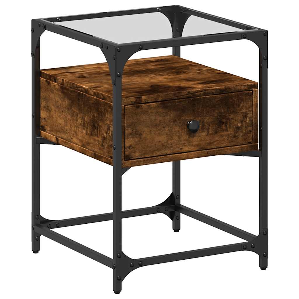 Tables de chevet 2 pcs chêne fumé 40x40x55 cm bois d'ingénierie - XIOS