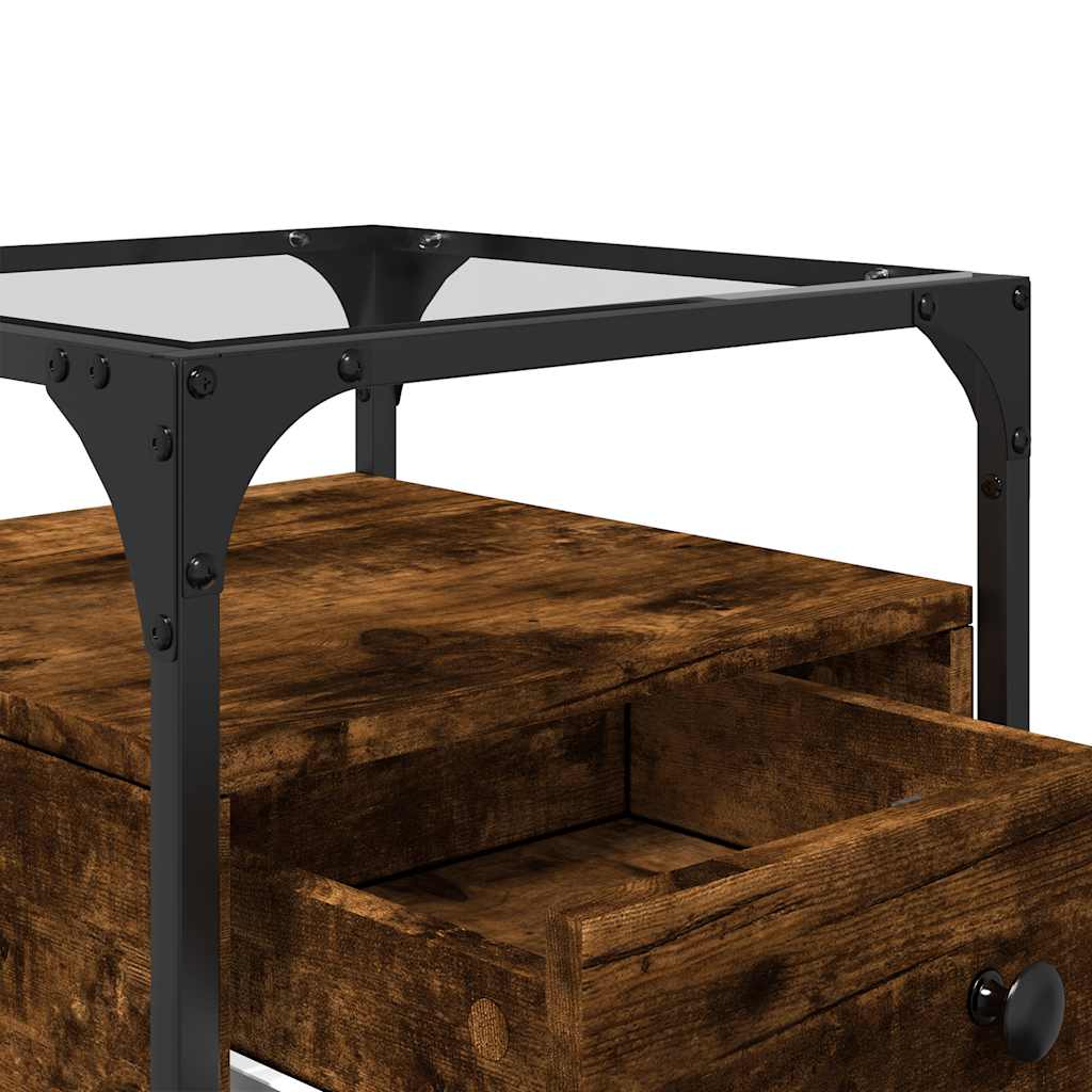 Tables de chevet 2 pcs chêne fumé 40x40x55 cm bois d'ingénierie - XIOS