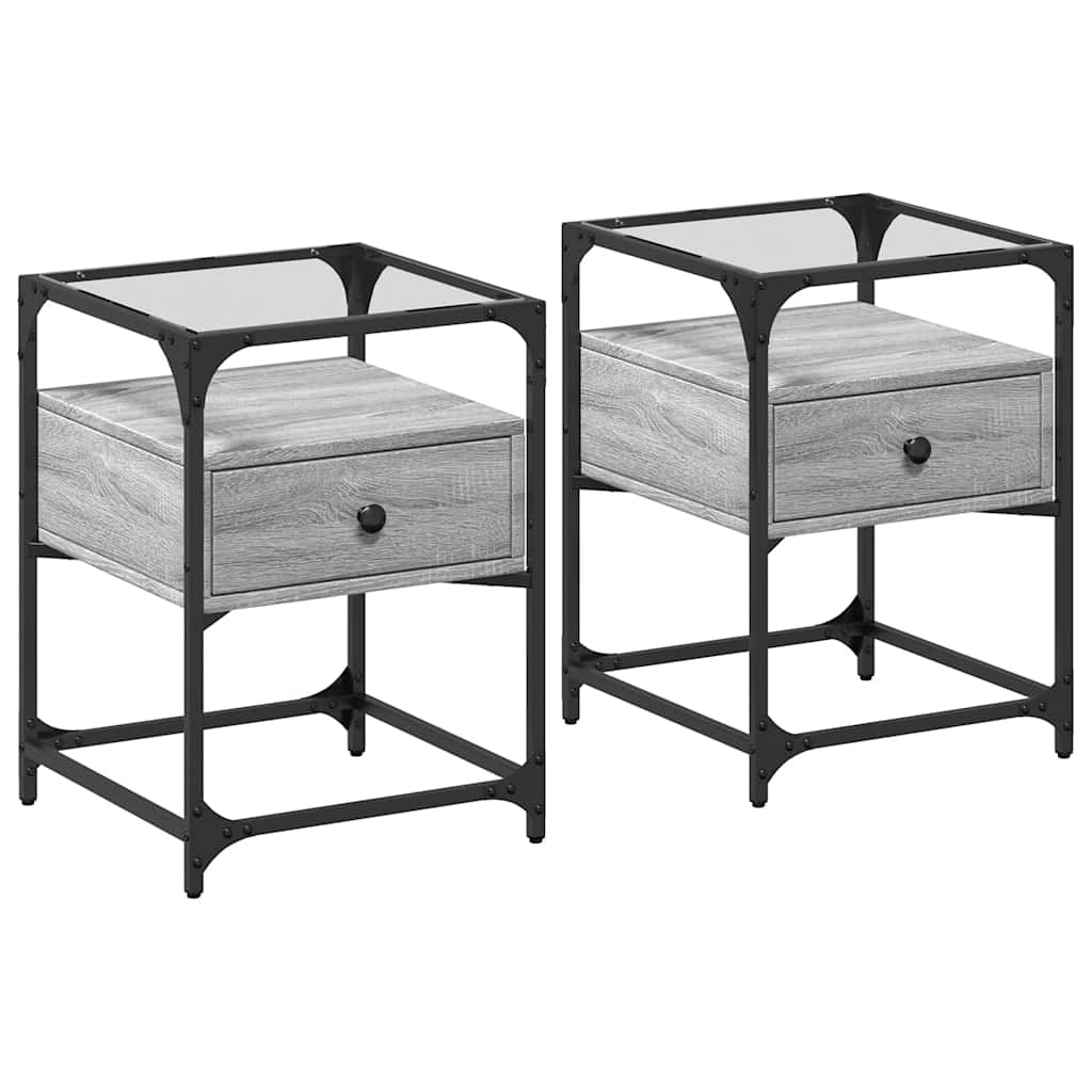 Tables de chevet 2 pcs sonoma gris 40x40x55 cm bois ingénierie - XIOS