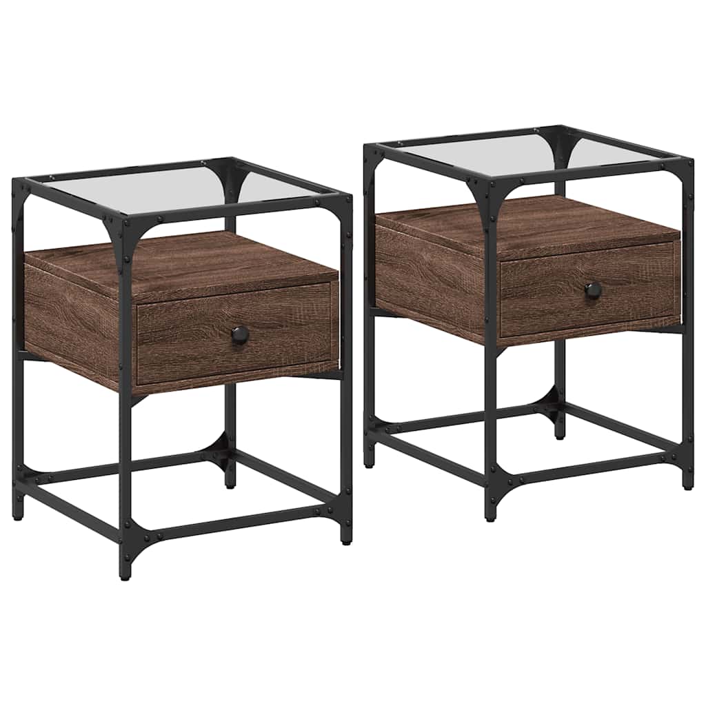 Tables de chevet 2pcs chêne marron 40x40x55cm bois d'ingénierie - XIOS