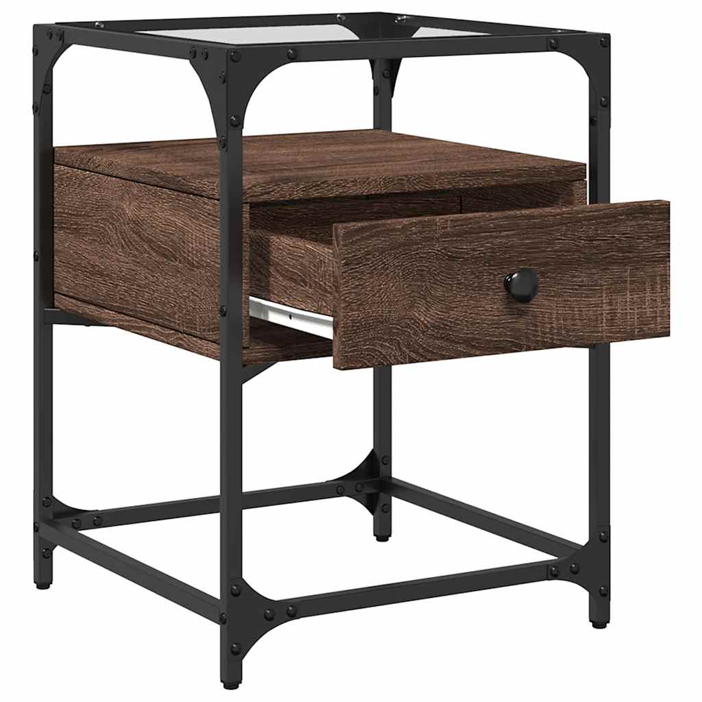Tables de chevet 2pcs chêne marron 40x40x55cm bois d'ingénierie - XIOS