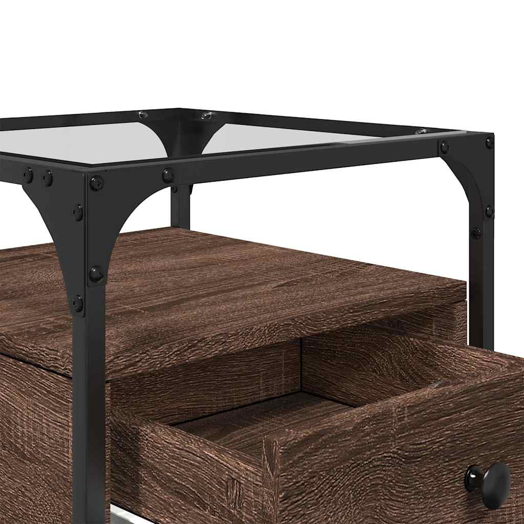 Tables de chevet 2pcs chêne marron 40x40x55cm bois d'ingénierie - XIOS