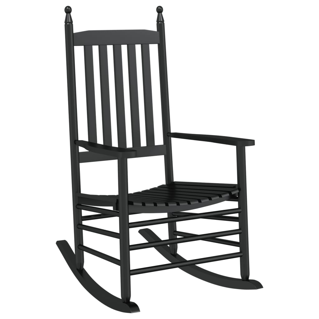 Chaise à bascule avec table pliable noir bois massif peuplier - XIOS