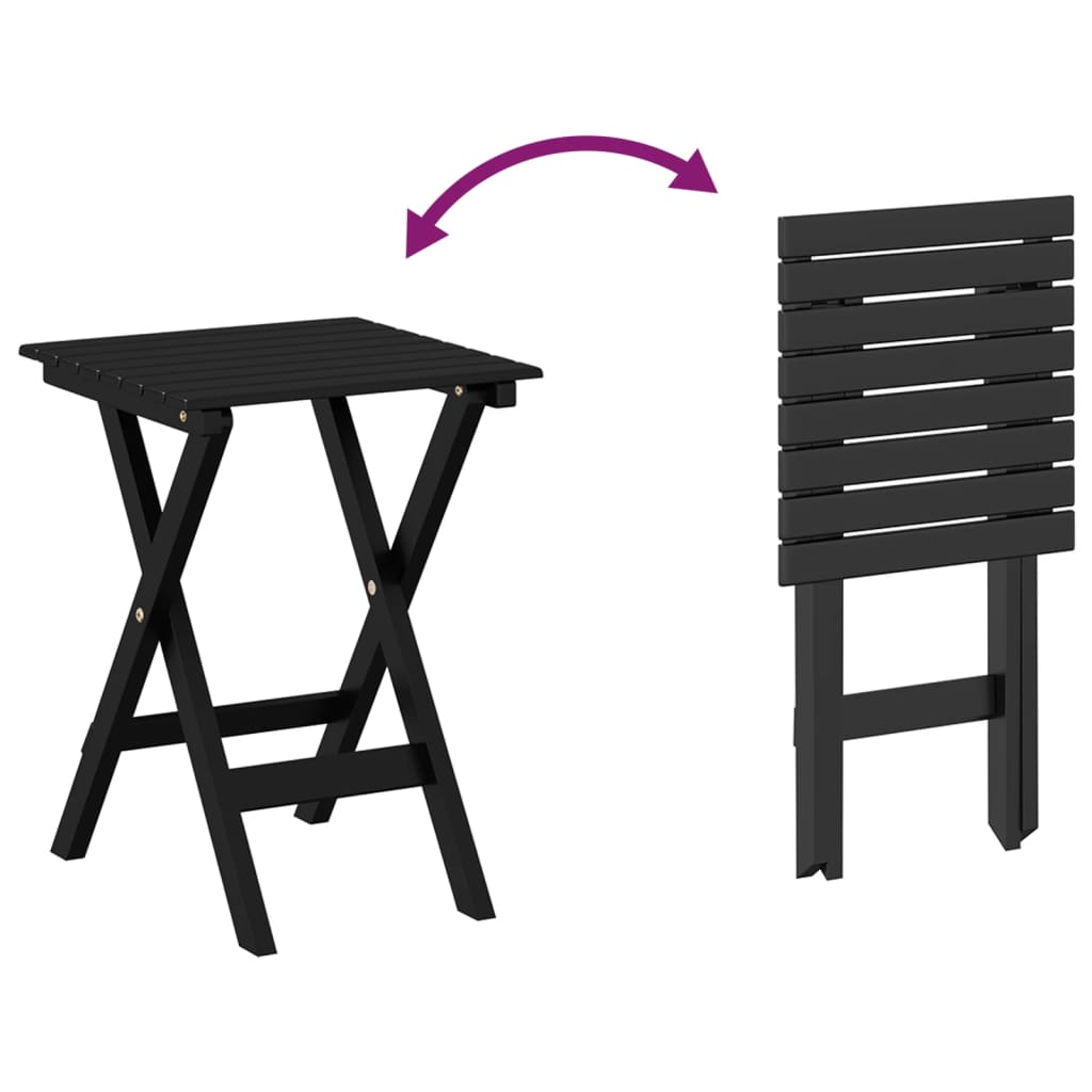 Chaise à bascule avec table pliable noir bois massif peuplier - XIOS