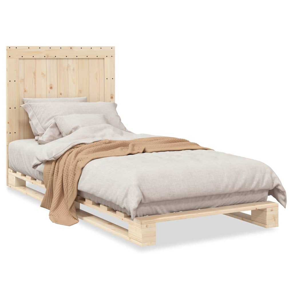 Cadre de lit sans matelas avec tête de lit 90x200cm bois massif - XIOS