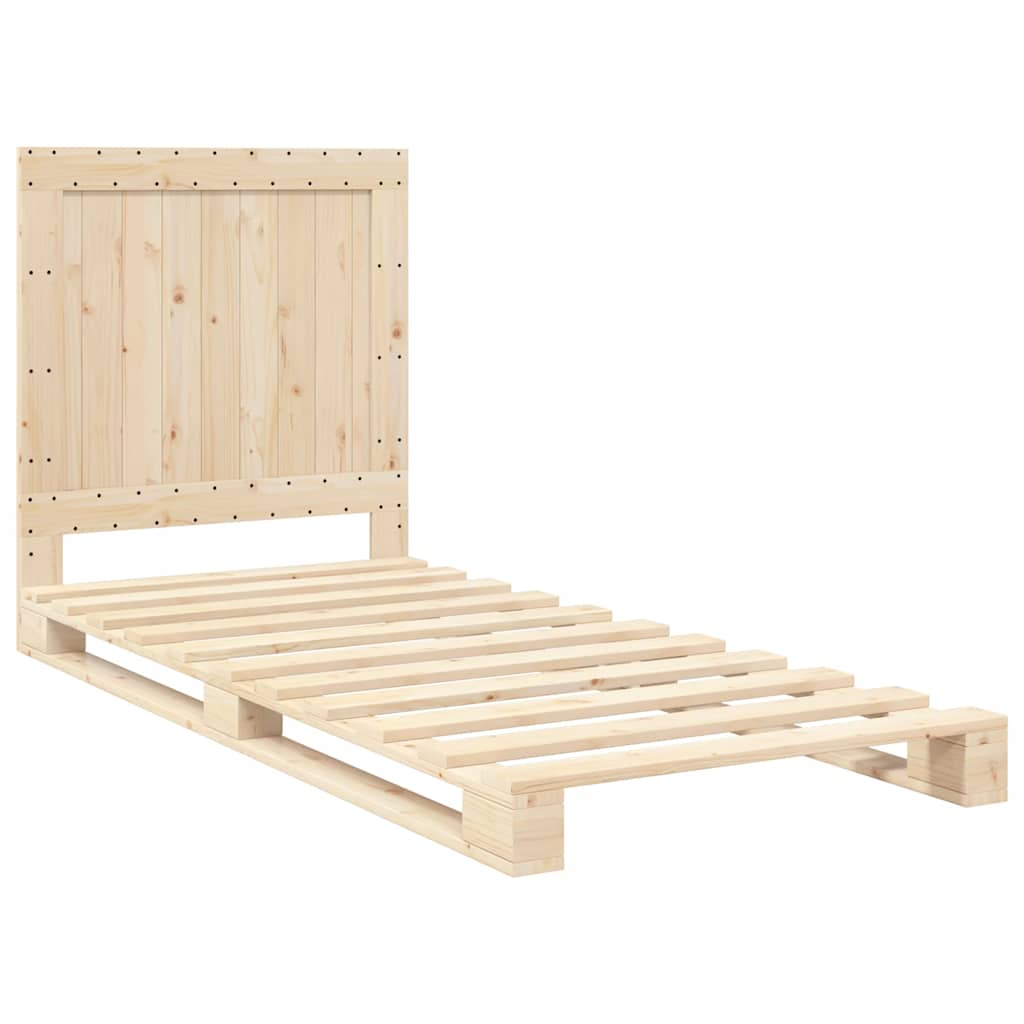 Cadre de lit sans matelas avec tête de lit 90x200cm bois massif - XIOS