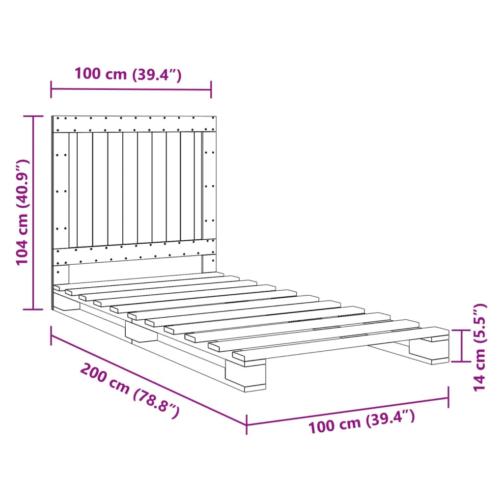 Cadre de lit sans matelas avec tête de lit 100x200 cm - XIOS