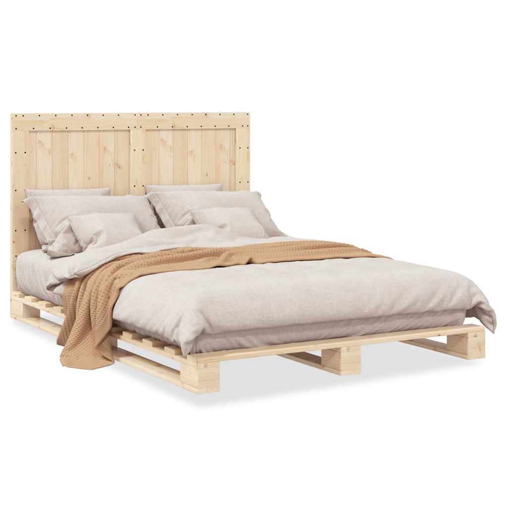 Cadre de lit sans matelas avec tête de lit bois massif - XIOS