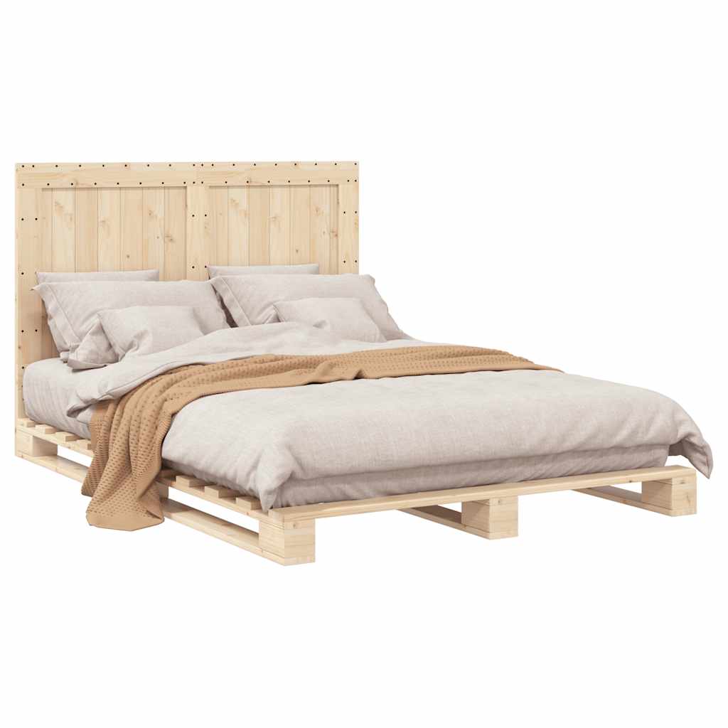 Cadre de lit sans matelas avec tête de lit bois massif - XIOS