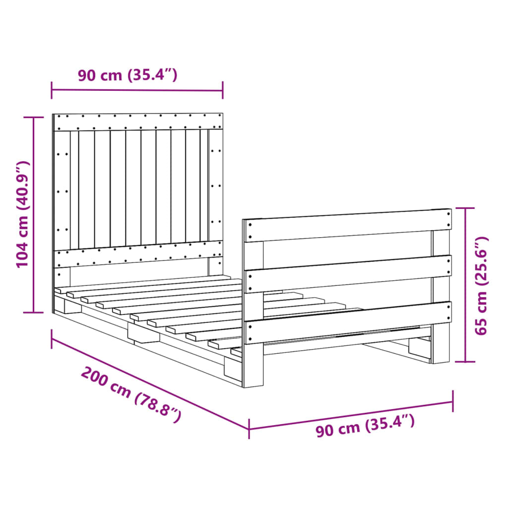 Cadre de lit sans matelas avec tête de lit 90x200 cm - XIOS