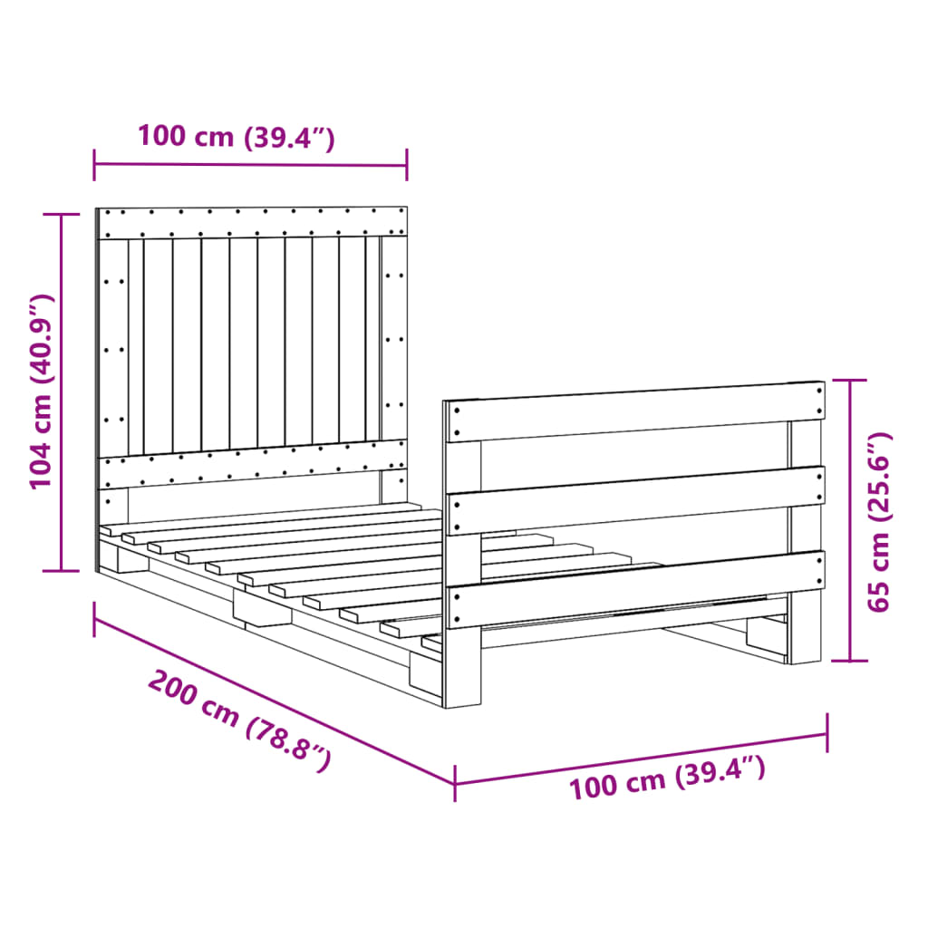 Cadre de lit sans matelas avec tête de lit 100x200 cm - XIOS