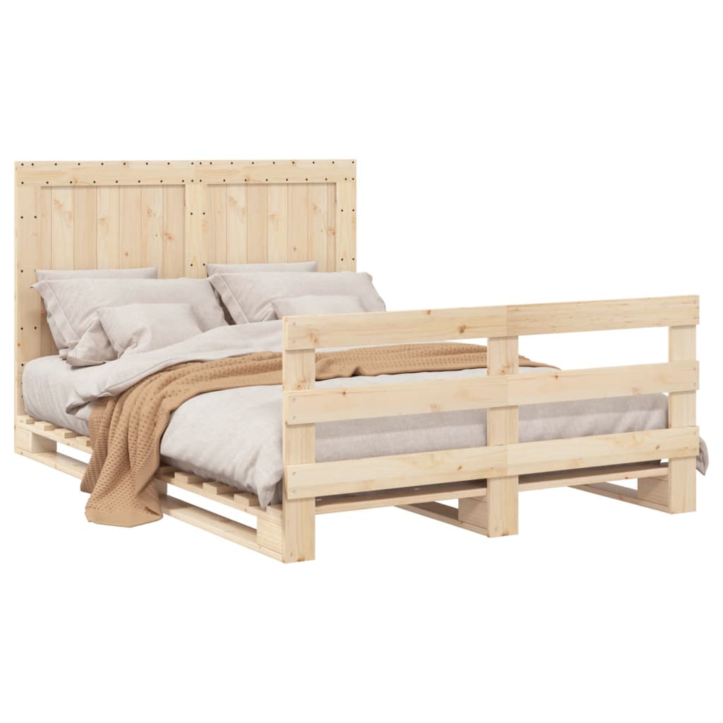 Cadre de lit sans matelas avec tête de lit bois massif - XIOS