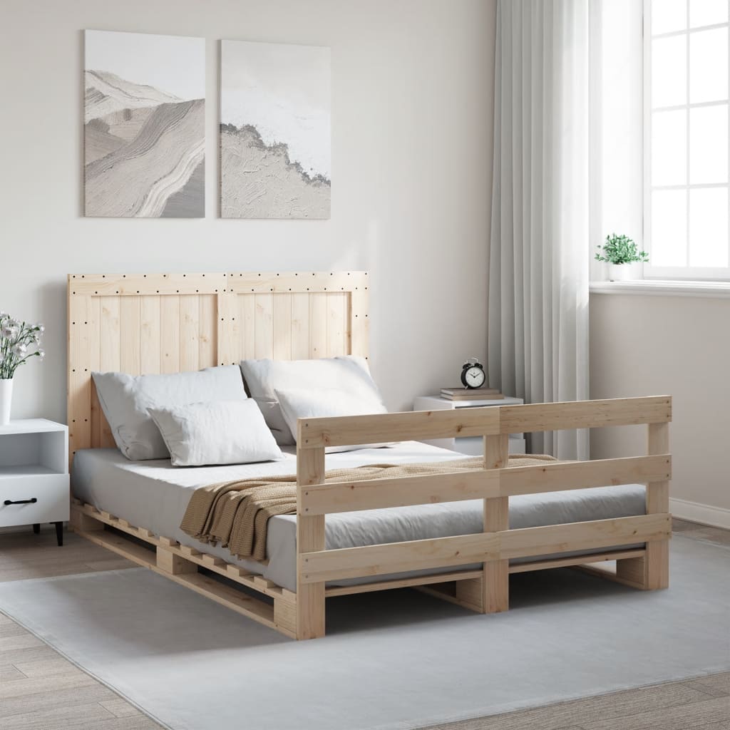 Cadre de lit sans matelas avec tête de lit bois massif - XIOS