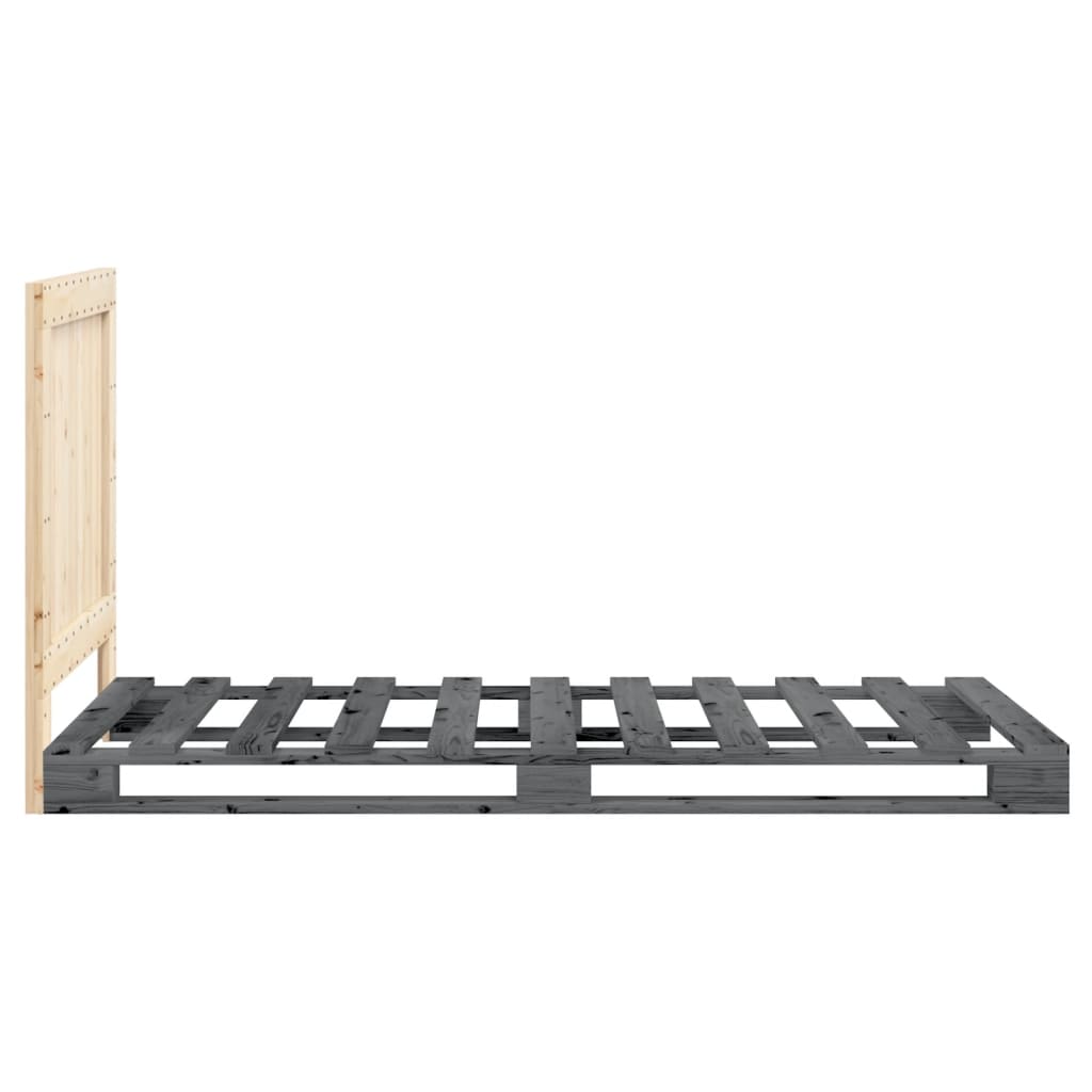 Cadre de lit sans matelas gris 90x200 cm bois de pin massif - XIOS