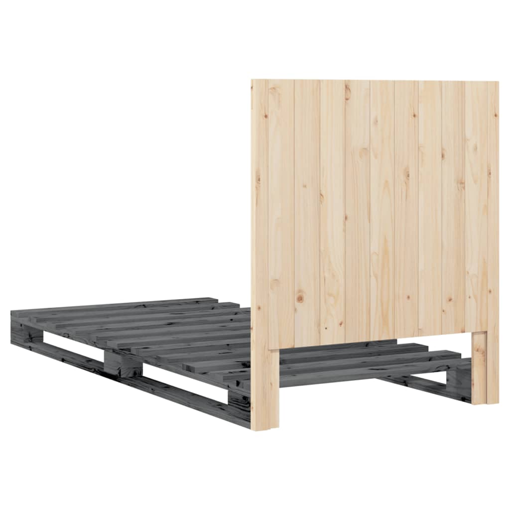 Cadre de lit sans matelas gris 90x200 cm bois de pin massif - XIOS