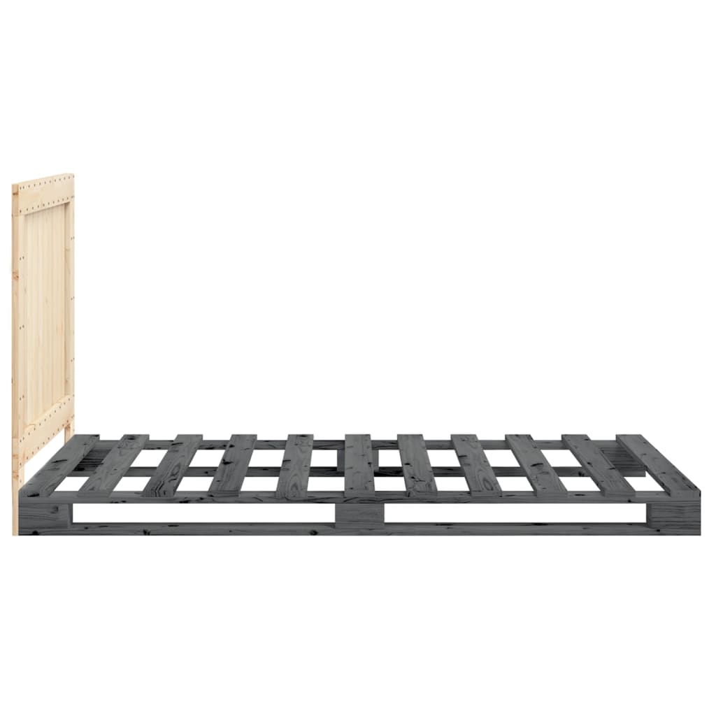 Cadre de lit sans matelas gris 100x200 cm bois massif de pin - XIOS
