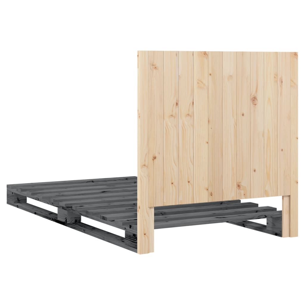 Cadre de lit sans matelas gris 100x200 cm bois massif de pin - XIOS