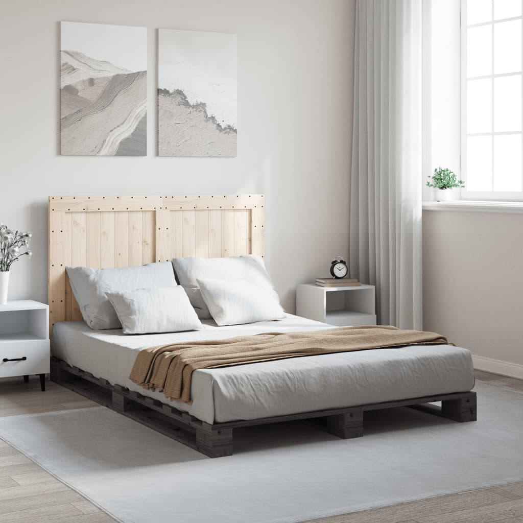Cadre de lit sans matelas gris 140x200 cm bois massif de pin - XIOS