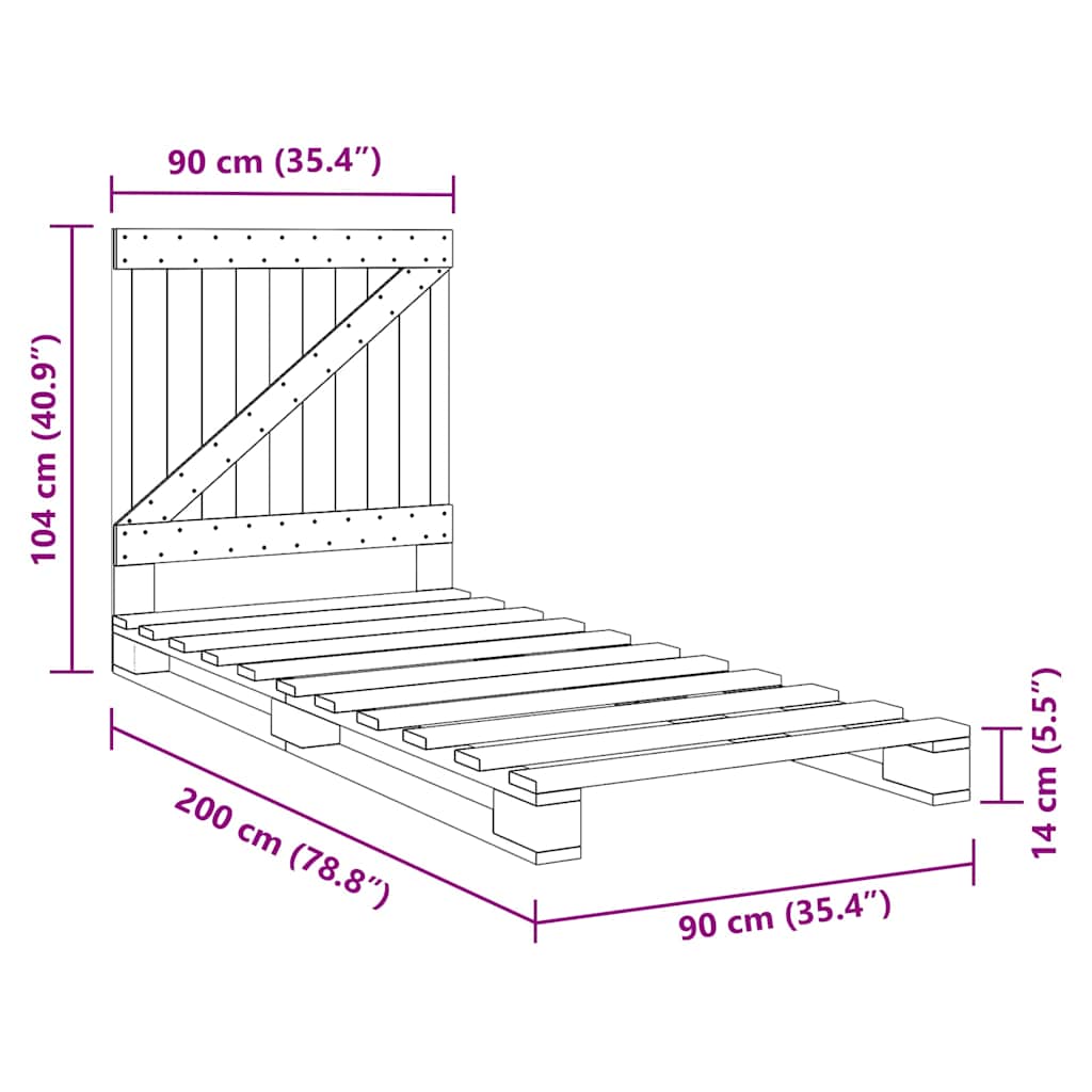 Cadre de lit sans matelas avec tête de lit 90x200 cm - XIOS