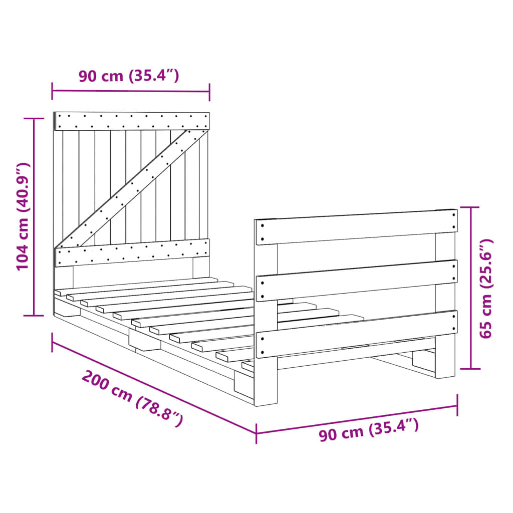 Cadre de lit sans matelas avec tête de lit 90x200 cm - XIOS