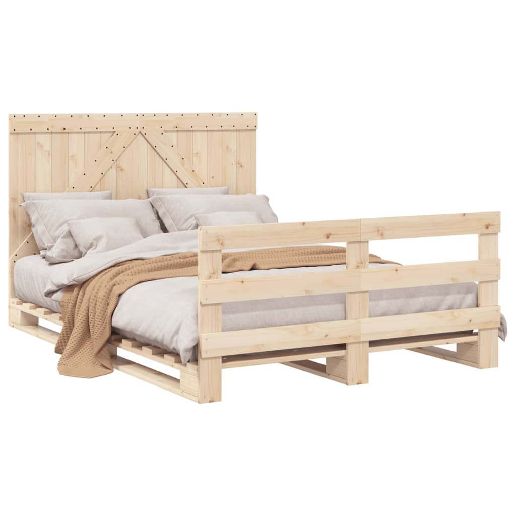 Cadre de lit sans matelas avec tête de lit bois massif - XIOS