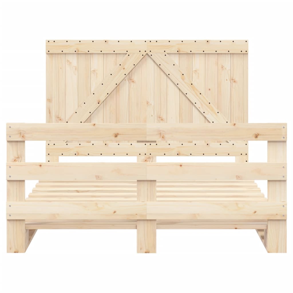 Cadre de lit sans matelas avec tête de lit bois massif - XIOS