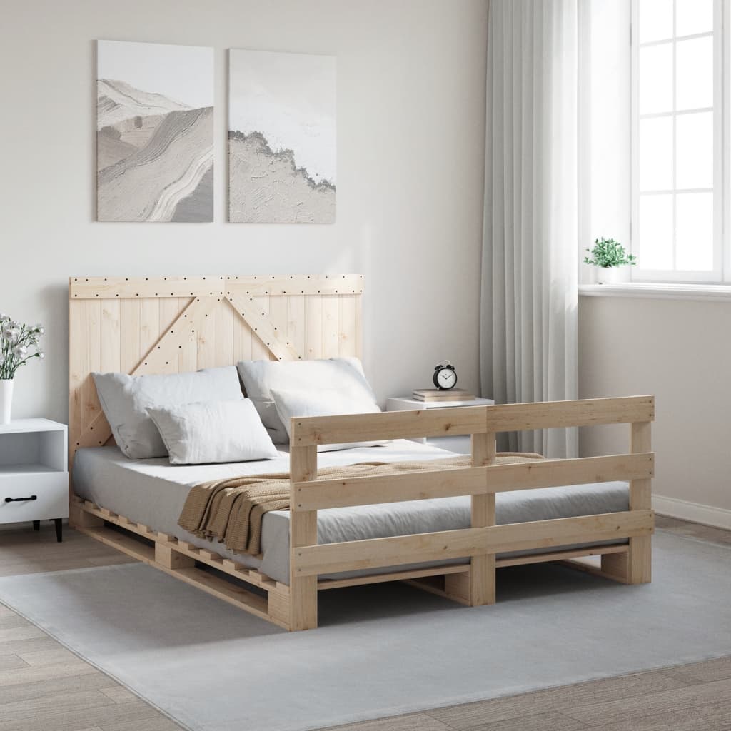 Cadre de lit sans matelas avec tête de lit bois massif - XIOS