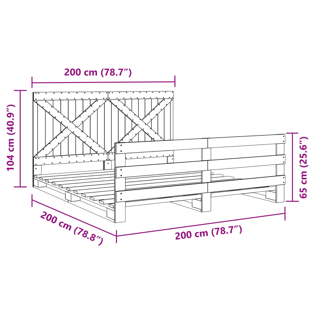 Cadre de lit sans matelas avec tête de lit 200x200 cm - XIOS