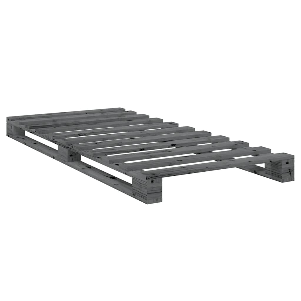Cadre de lit sans matelas gris 90x200 cm bois de pin massif - XIOS