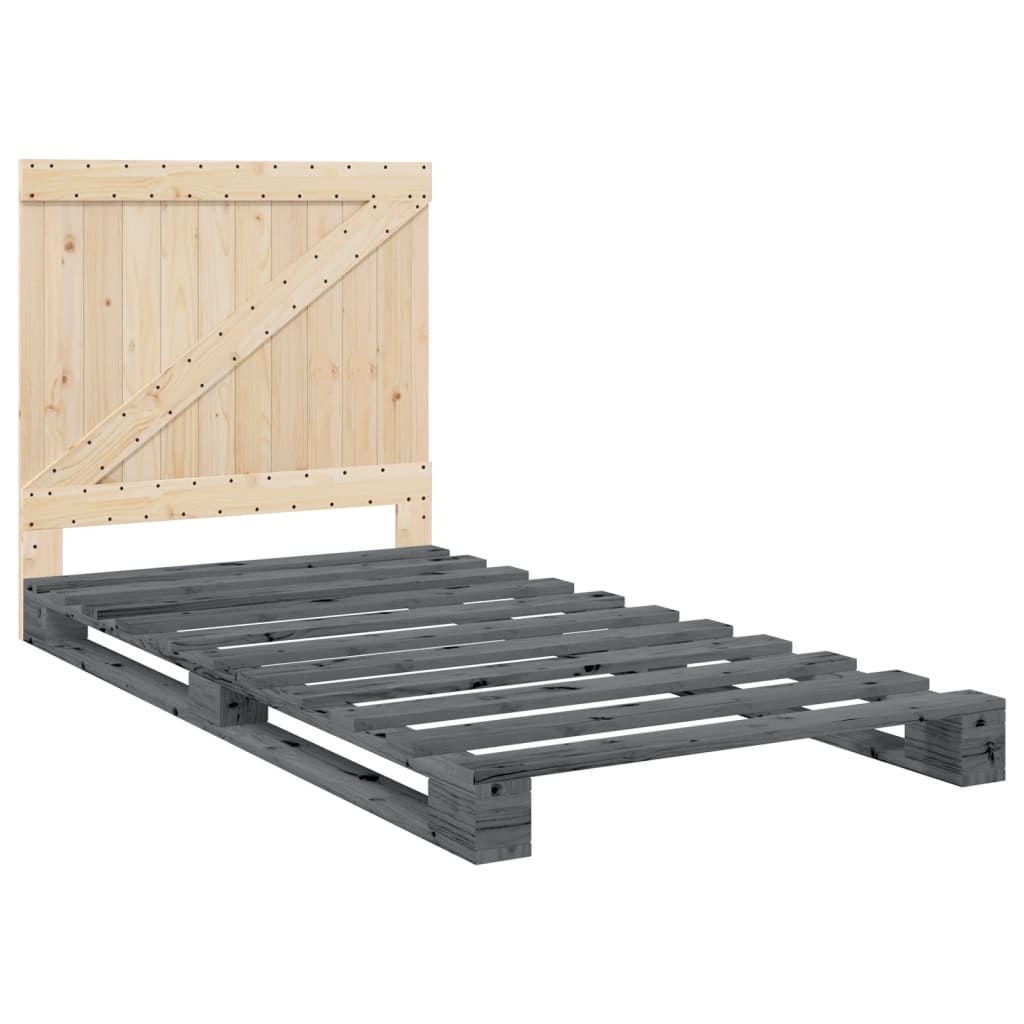 Cadre de lit sans matelas gris 100x200 cm bois massif de pin - XIOS
