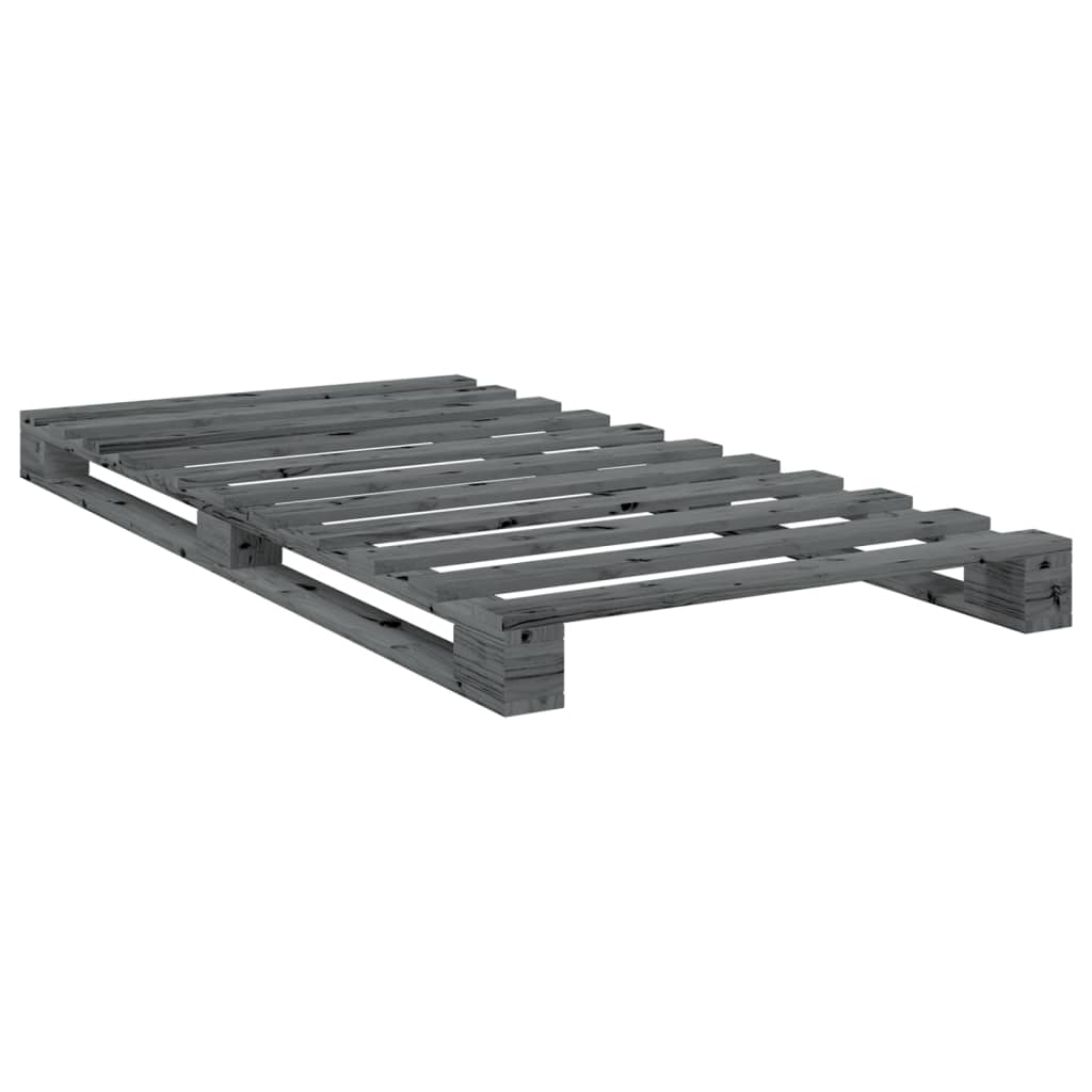 Cadre de lit sans matelas gris 100x200 cm bois massif de pin - XIOS