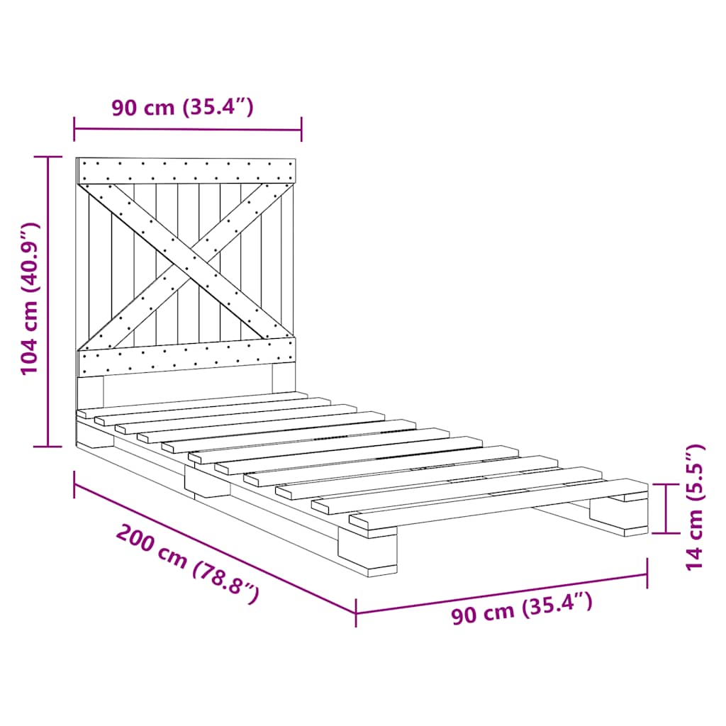 Cadre de lit sans matelas avec tête de lit 90x200 cm - XIOS