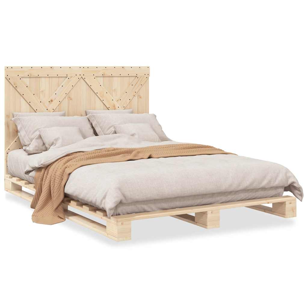 Cadre de lit sans matelas avec tête de lit bois massif - XIOS