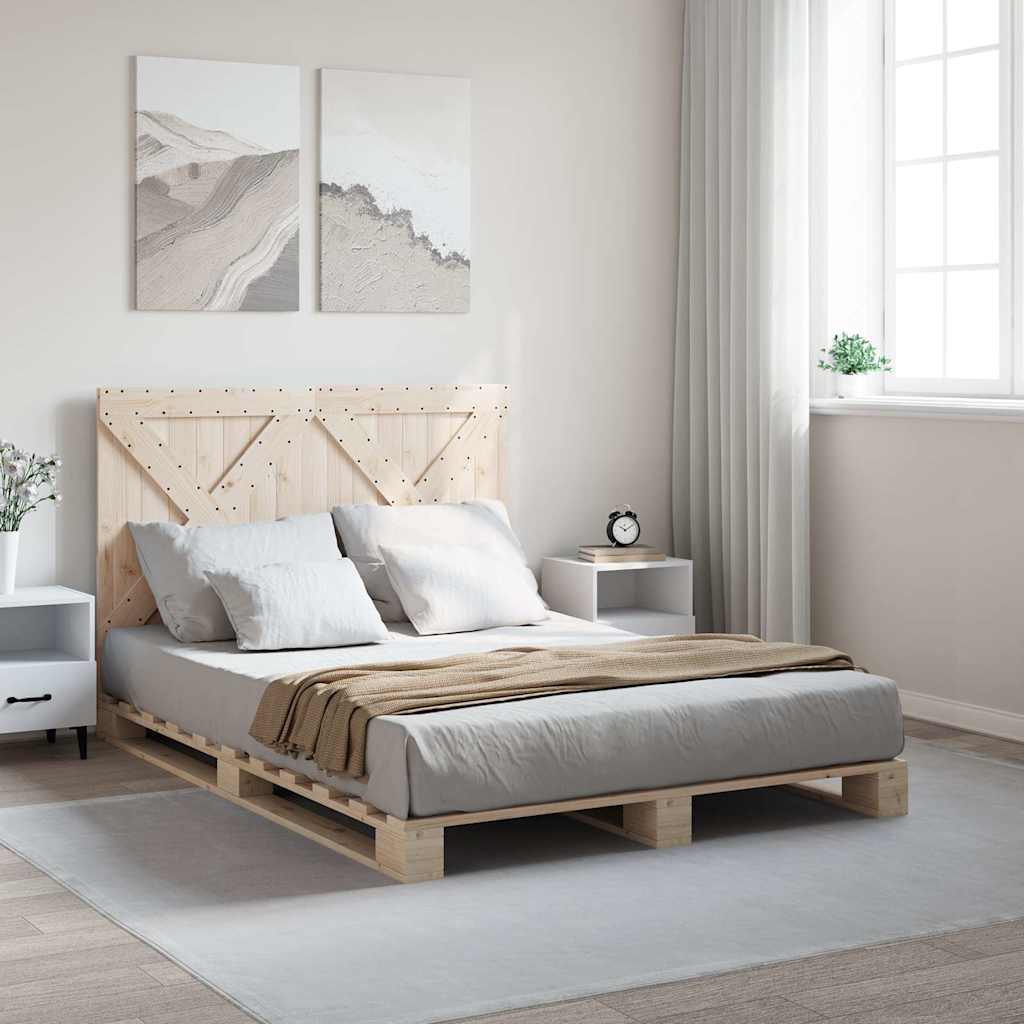 Cadre de lit sans matelas avec tête de lit bois massif - XIOS