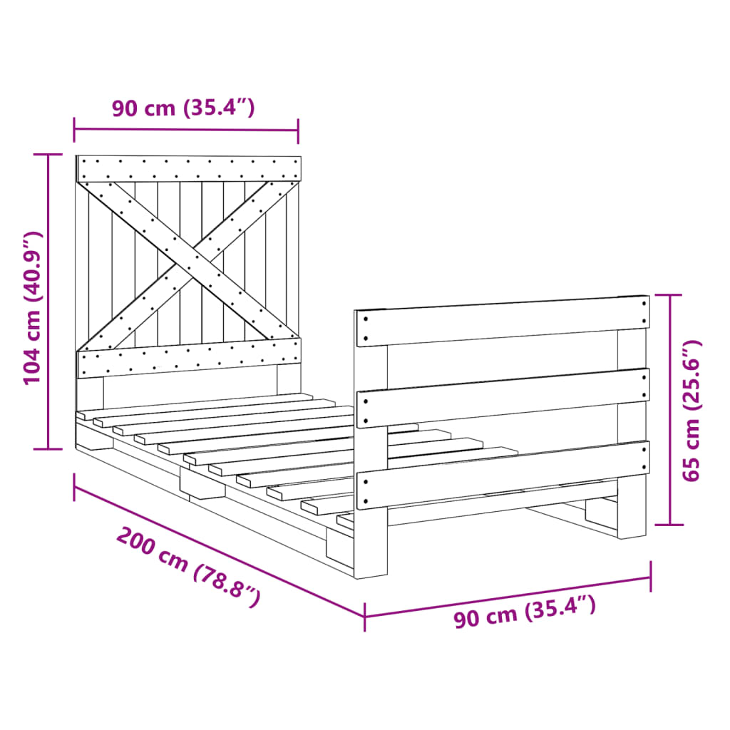 Cadre de lit sans matelas avec tête de lit 90x200 cm - XIOS