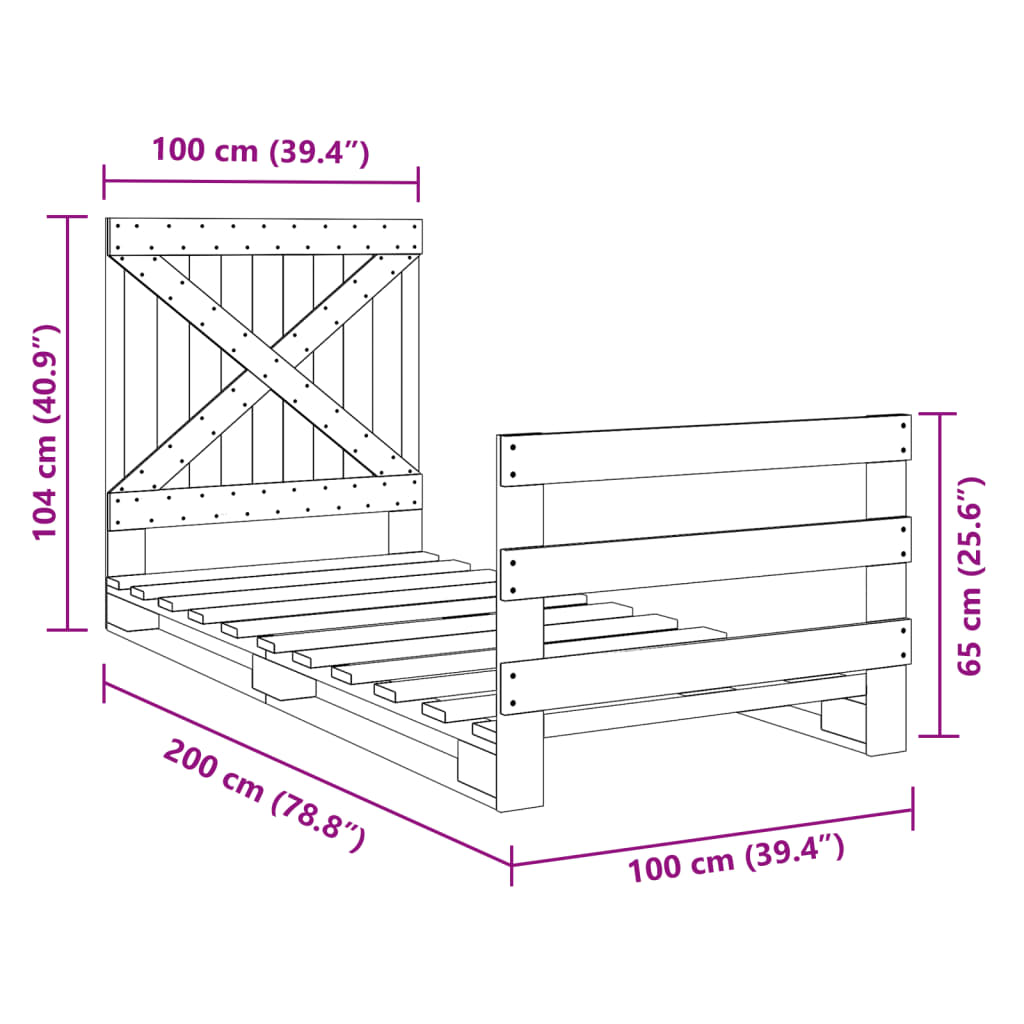 Cadre de lit sans matelas avec tête de lit 100x200 cm - XIOS