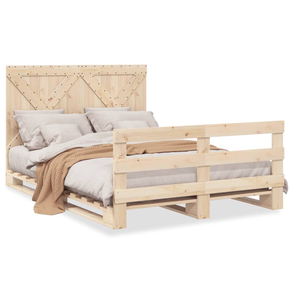Cadre de lit sans matelas avec tête de lit bois massif - XIOS