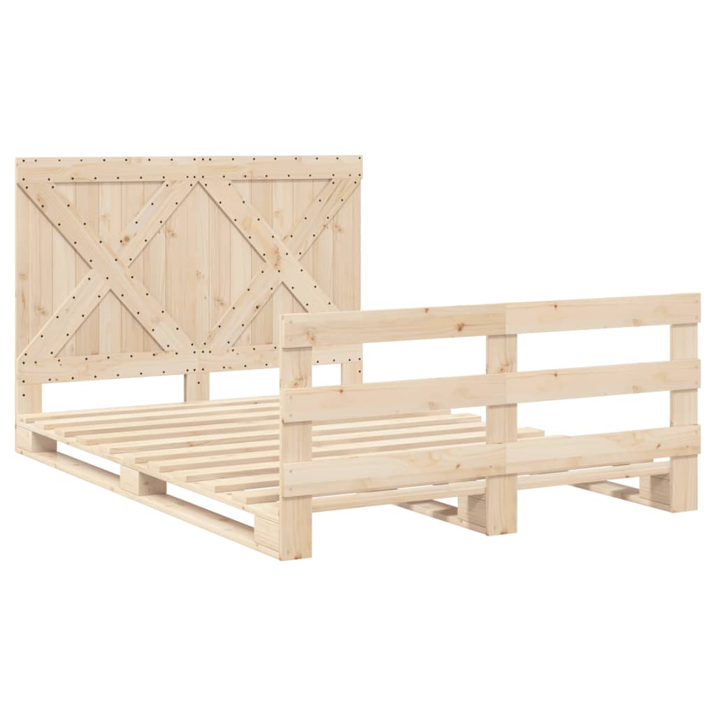 Cadre de lit sans matelas avec tête de lit bois massif - XIOS