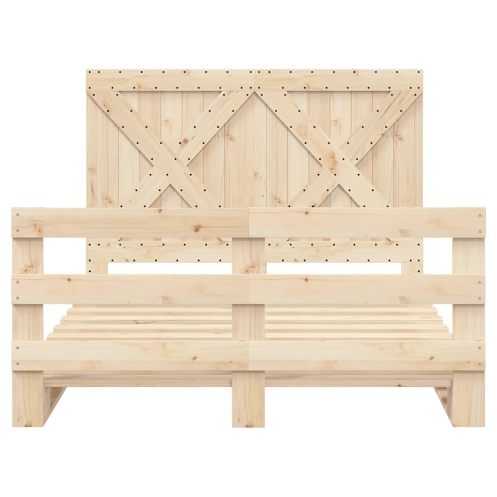 Cadre de lit sans matelas avec tête de lit bois massif - XIOS