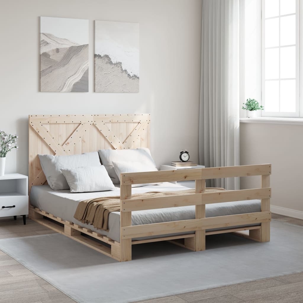 Cadre de lit sans matelas avec tête de lit bois massif - XIOS