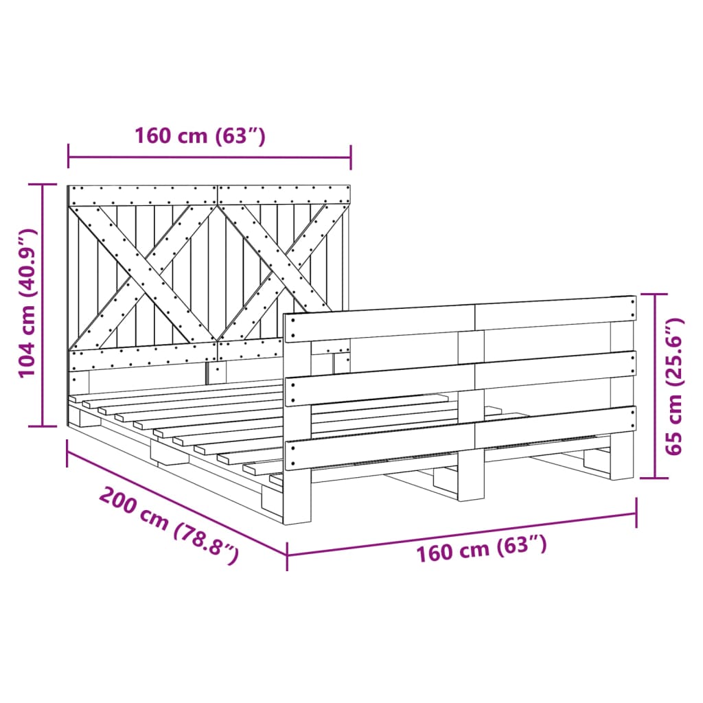Cadre de lit sans matelas avec tête de lit 160x200 cm - XIOS