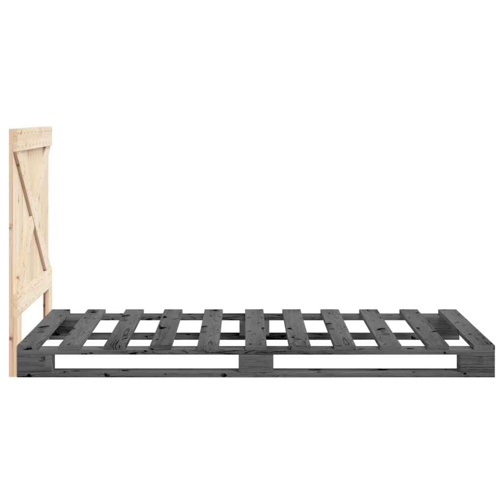 Cadre de lit sans matelas gris 90x200 cm bois de pin massif - XIOS