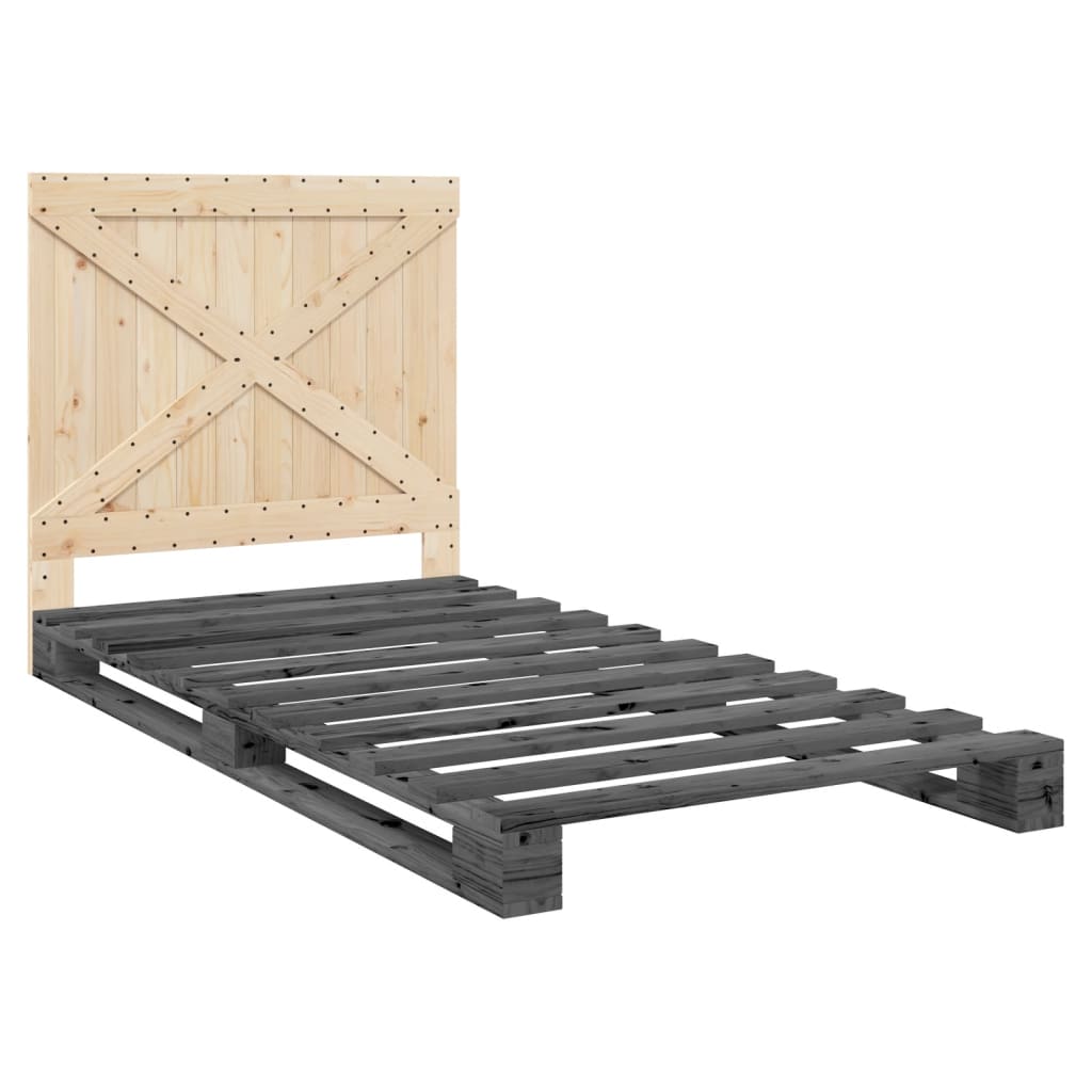 Cadre de lit sans matelas gris 100x200 cm bois massif de pin - XIOS