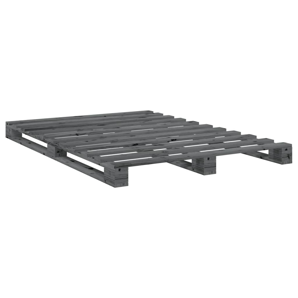 Cadre de lit sans matelas gris 140x200 cm bois massif de pin - XIOS