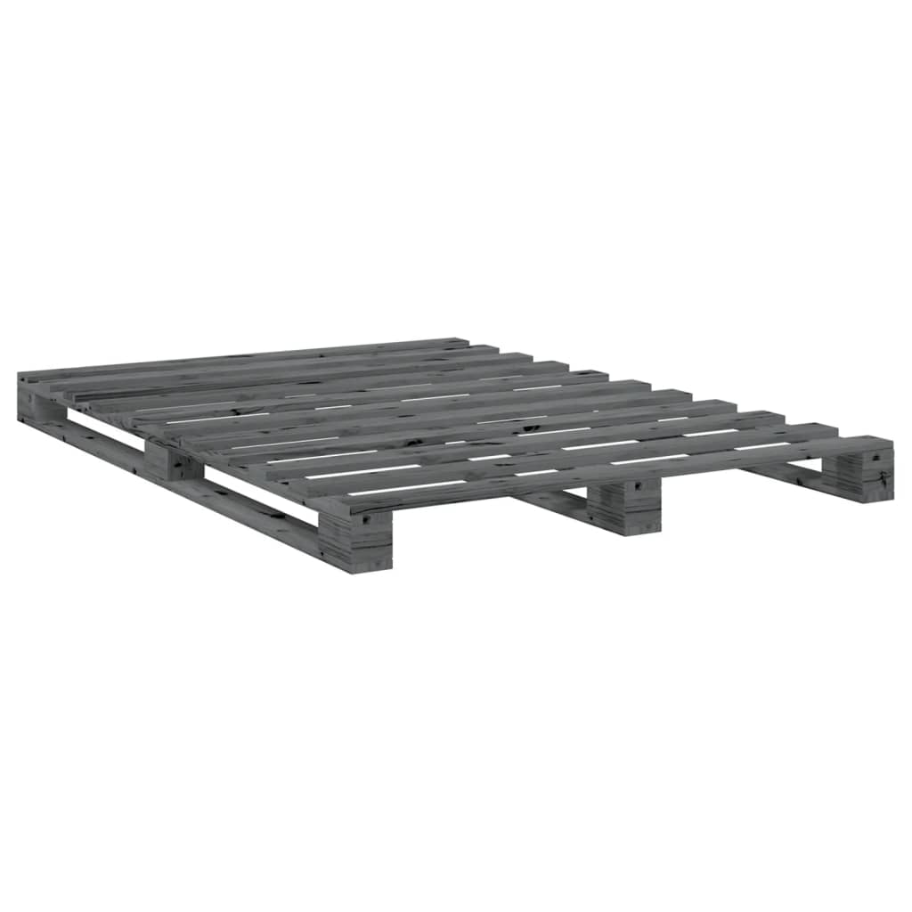 Cadre de lit sans matelas gris 160x200 cm bois de pin massif - XIOS