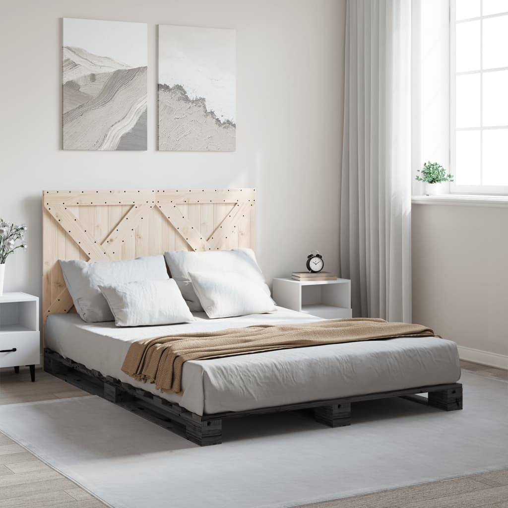 Cadre de lit sans matelas gris 160x200 cm bois de pin massif - XIOS