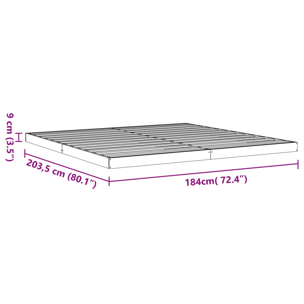 Cadre de lit sans matelas cire marron 180x200cm bois pin massif - XIOS