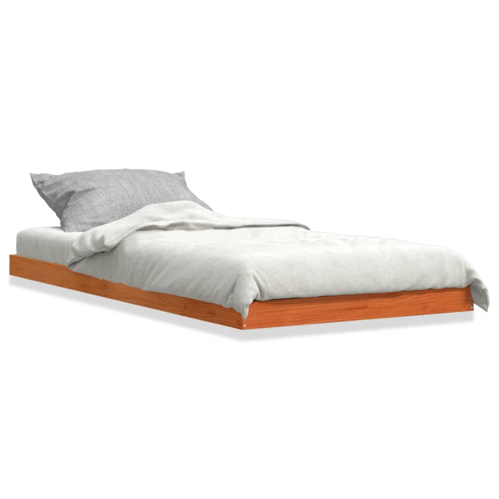 Cadre de lit sans matelas cire marron 90x190 cm bois pin massif - XIOS