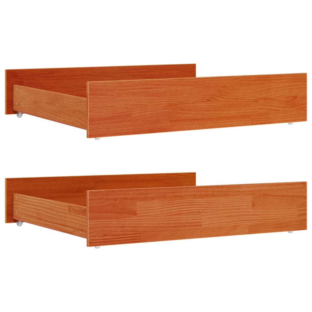 Tiroirs de lit 2 pcs cire marron bois de pin massif - XIOS